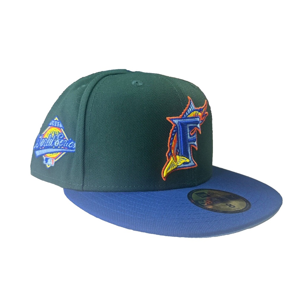 New Era Florida Marlins "Enchanted Forest" Sky Blue UV Fitted Hat Cap Size 8